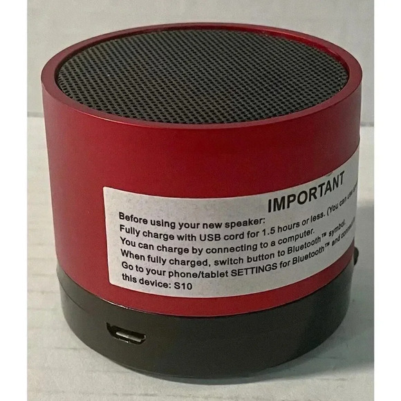 Mini Portable Bluetooth Speaker Red 2”H x 2.25”W Includes Charging Cable Tested - Picture 6 of 9